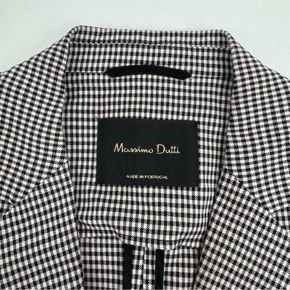 Massimo Dutti Blazer Jacket women’s 8 Black/White check Two button - Picture 4 of 10